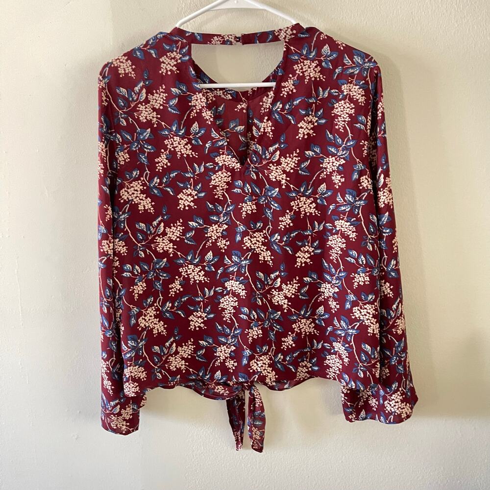Madewell Bell Sleeve Tie Top Medium Antique Flora Blouse Boho Cottagecore K0213